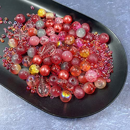 Assorted Glass Resin Beads Multi Size Colors Smooth Cracked Gravel Millet Spacer Beads for Bracelets Necklace Earring DIY Jewelry Making Craft