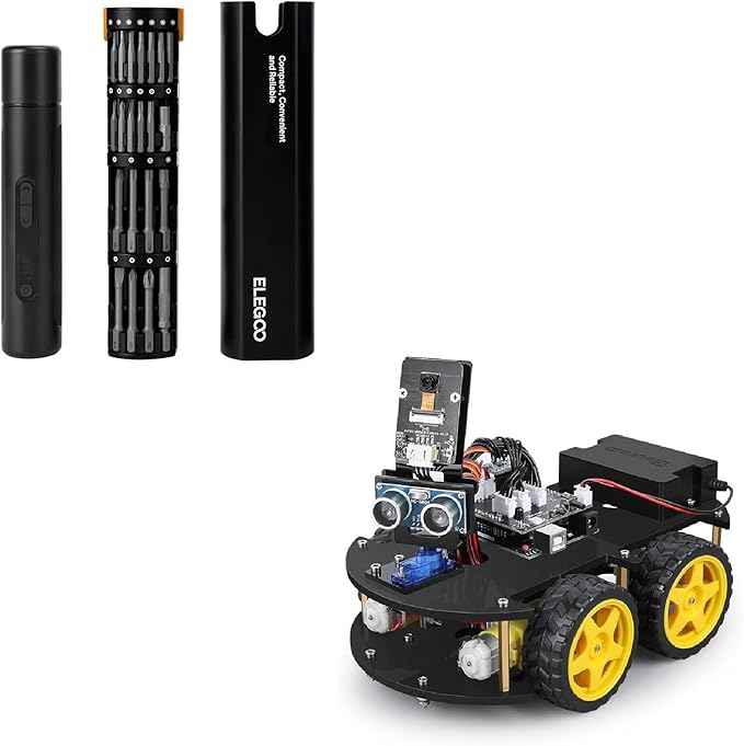ELEGOO UNO R3 Smart Robot Car Kit V4 and 33-in-1 Electric Screwdriver Set