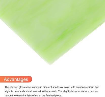 MECCANIXITY 2 Pcs Stained Glass Sheet Mosaic Tile 7.9 Inch x 5.9 Inch Light Green Stained Glass Sheets for Crafts DIY Art Project