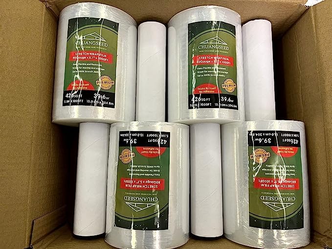 4 Pack Industrial Mini Clear Stretch Wrap Film 80 Gauge 5.1" 1000ft for Pallet Wrap