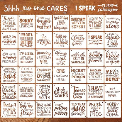 Sarcastic Stencils for Crafts Reusable Funny Stencils for Painting 3" (42 Count)
