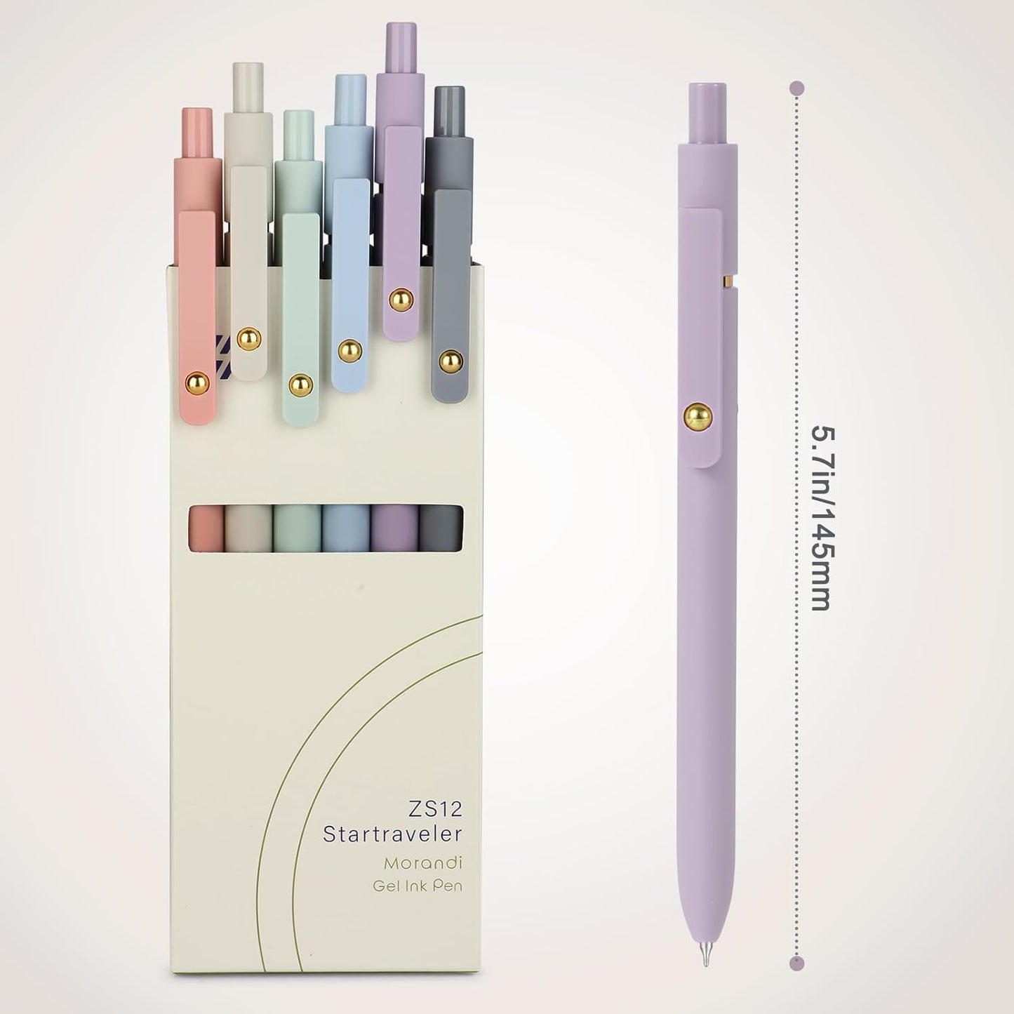 FIOVER Gel Pens, 6pcs 0.7mm Fine Point Black Ink, Smooth Writing Pens for Journaling, Nurse Aesthetic Cute Office School Supplies, Gifts for Women and Men (6Pcs Morandi-Black Ink)