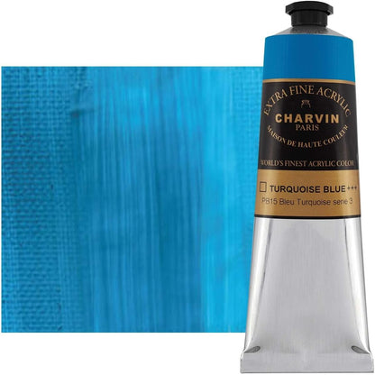 Charvin Extra Fine Professional Artist Acrylic Paint Colors, Nature Themed Hues, 150ml Turquoise Blue