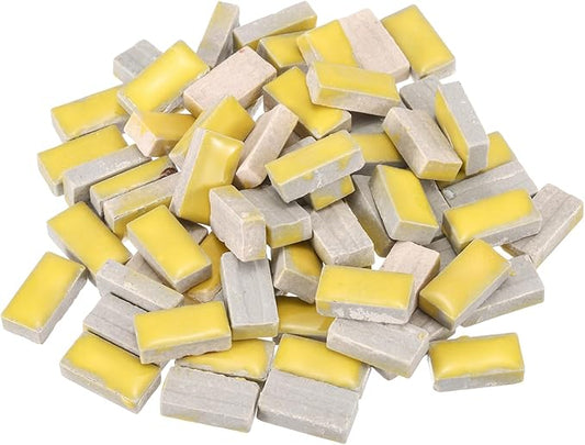 MECCANIXITY 200g Ceramic Mosaic Tiles for Crafts Bulk, Rectangle Yellow Ceramic Tiles for Mosaic Kits Garden Stepping Stone Cup Mat
