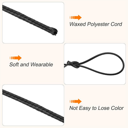 MECCANIXITY Waxed Cord 1.2mm Waxed Polyester Cord 175 Yard Wax String for Bracelet Making,Necklaces, Beading,Jewelry Making and DIY Crafts(Black)