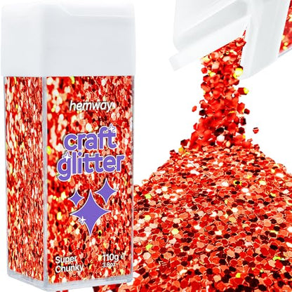 Craft Glitter Shaker Red Holographic 110g Super Chunky (3.9 Ounce)