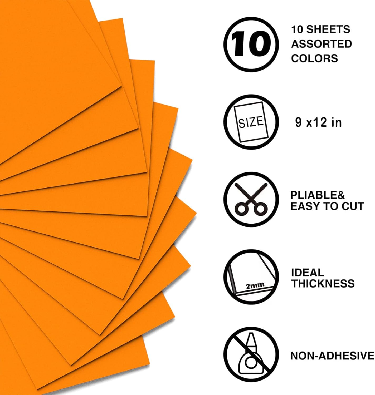 MEARCOOH Orange Foam Sheets Crafts 9x12 Inch 2mm Eva Color Craft Foam Paper for Crafts Project Preschoolers Classroom Scrapbooking DIY Cosplay(10 Sheets) - Crafty Corner