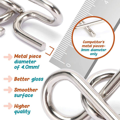 Brain Teasers Metal Puzzles for Kids and Adult, Mind, Logic and Game Test Toy for Teens, Disentanglement 3D Coil Cast Wire Chain Intelligence Toy for Party & Office, Best Puzzle Travel Games (Easy)