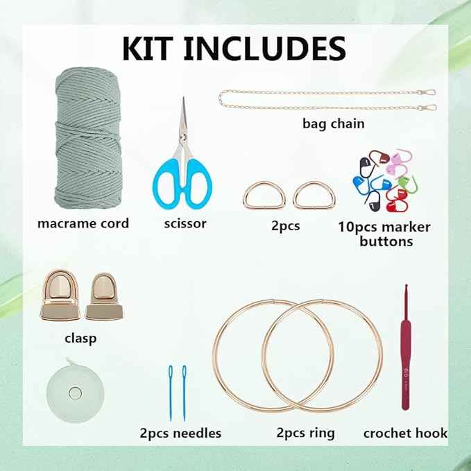 ACRNIGHEET Macrame Bags for Women Macrame Purses and Handbags Macrame Kit for Beginners DIY Macrame Purse Kit with D Shaped Handle Hobbies Project for Starter Boho Gift for Friends