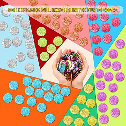 500 Pcs Caught Being Good Coins for Classroom Behavior Tokens Incentives and Teacher Handout Rewards Colored Pretend Coin Carnival Halloween Party Counting (500 Count)