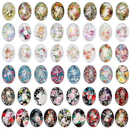 50pcs Oval Glass Cabochons