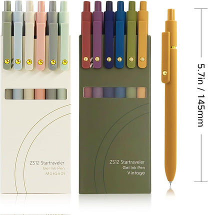 Gel Pens, 12 Pcs 0.5mm Fine Point Smooth Writing Pens Cute Pens, High-End Series Black Ink Pens for Journaling Note Taking, School Office Supplies for Women Men (12 Pcs Gold Mixed colors)
