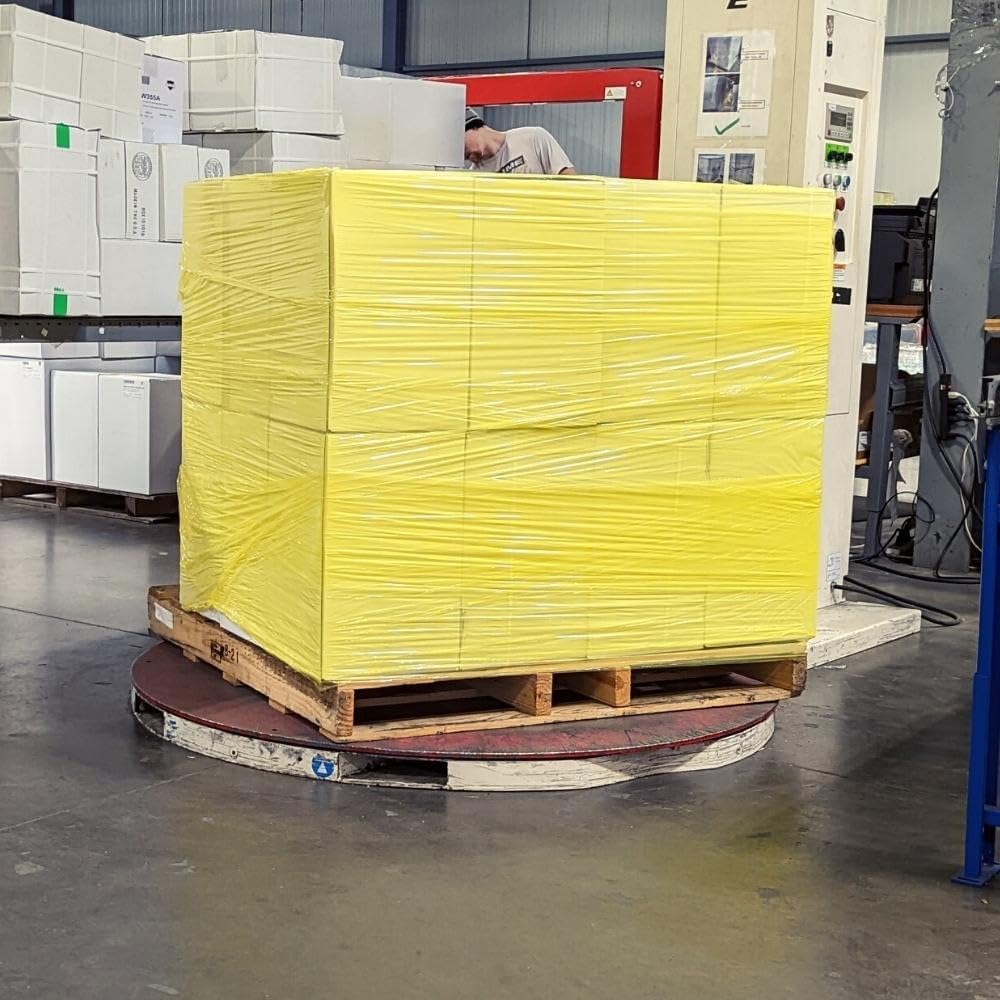 PSBM Yellow Stretch Wrap, 15 Inch x 1476 Feet, 72 Pack, Tinted Pre-Stretched Shrink Wrap Film for Moving, Packaging, Pallet Wrapping