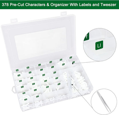 Letter Board Letters Only,504 PRE-Cut Characters (1 Inch,White) with Sorting Tray,Felt Board Letters