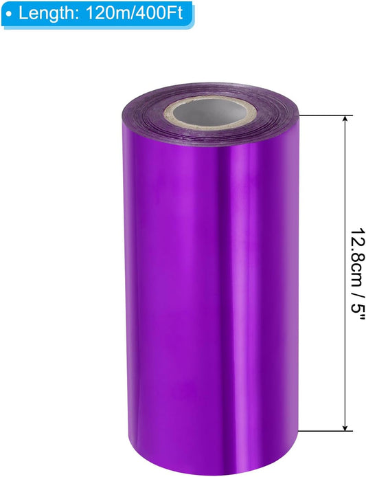 PATIKIL 5"x400Ft Hot Stamping Foil Paper, Heat Transfer Hot Stamping Paper Foil Roll for Leather DIY Logo Decor Craft Gift Package Scrapbook Card, Purple