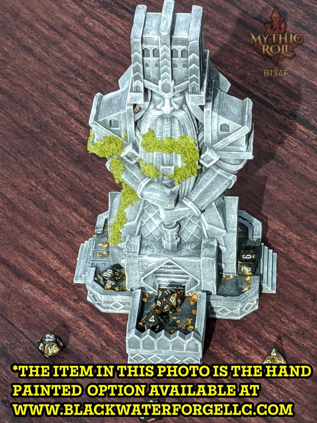 Dwarven 3D Printed Dice Tower - Baldur's Shrine by Unchained Games - Mythic Roll - Carve Your Fate in Stone with Ancestral Echoes and Valor! (01.) Black)