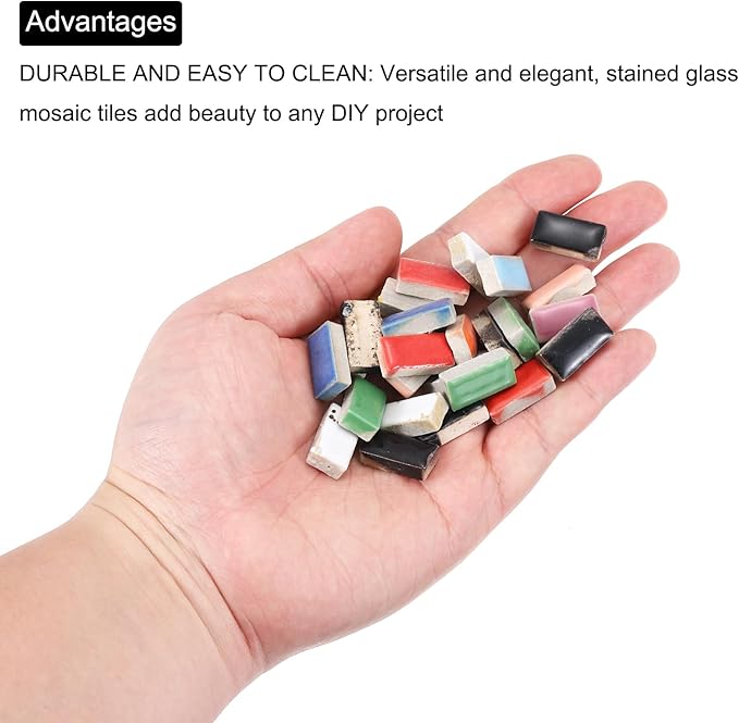 MECCANIXITY 250g Ceramic Mosaic Tiles for Crafts Bulk, Rectangle Mixed Color Ceramic Tile for Mosaic Kits Garden Stepping Stone Cup Mat