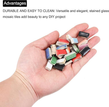 MECCANIXITY 250g Ceramic Mosaic Tiles for Crafts Bulk, Rectangle Mixed Color Ceramic Tile for Mosaic Kits Garden Stepping Stone Cup Mat
