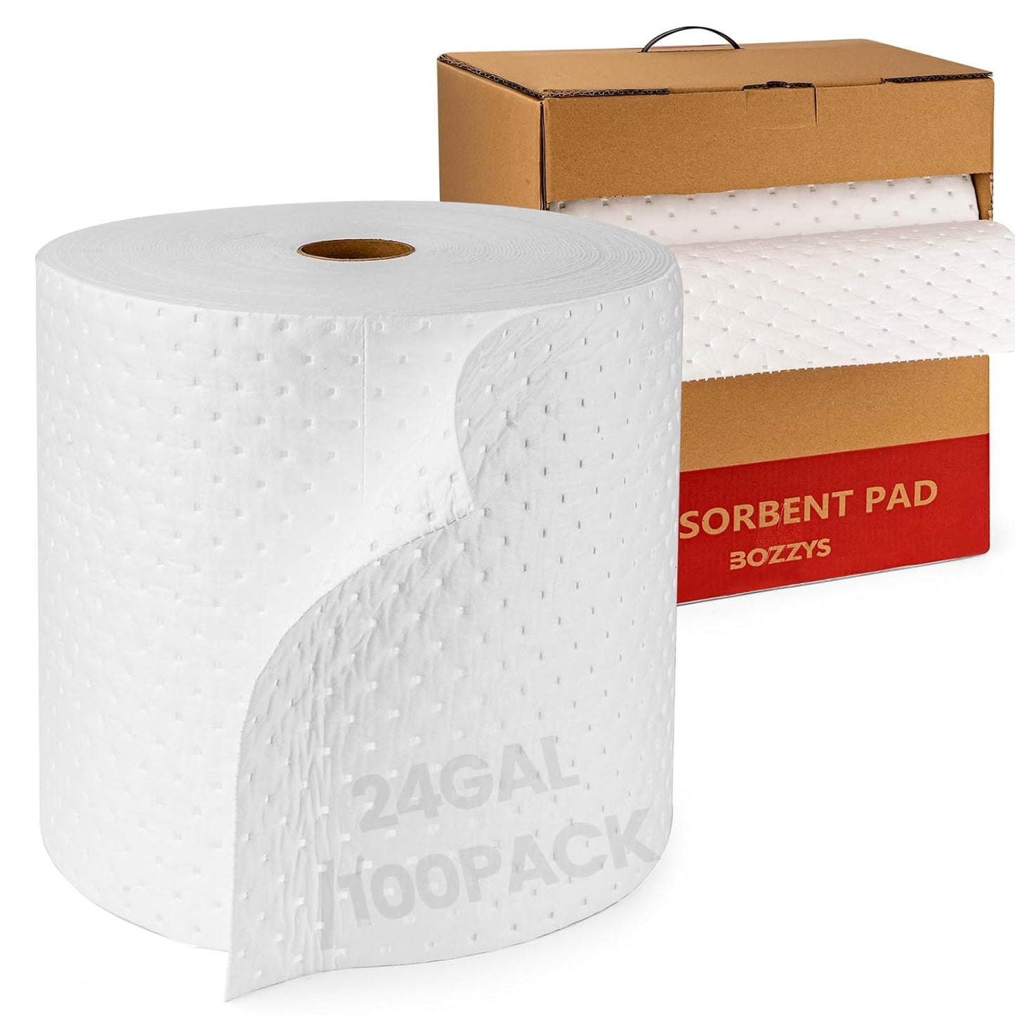 Oil Absorbent Pads Roll | 16"x20" Oil-Only Spill Mat 100-Pack | Industrial Spill Control for Oil & Fuel(24 Gal/Box) | Repels Water Absorbing Rolls
