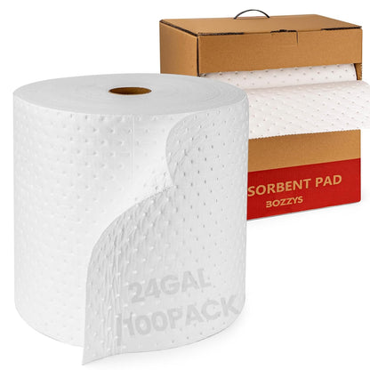 Oil Absorbent Pads Roll | 16"x20" Oil-Only Spill Mat 100-Pack | Industrial Spill Control for Oil & Fuel(24 Gal/Box) | Repels Water Absorbing Rolls
