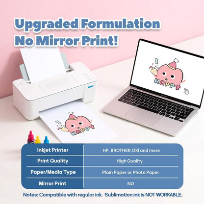 TranSmile PU-Heat Transfer Paper for T Shirts (40 Sheets, 8.5x11'', Light), Iron on Transfers for Light Fabric, Printable Heat Transfer Vinyl for Inkjet Printer