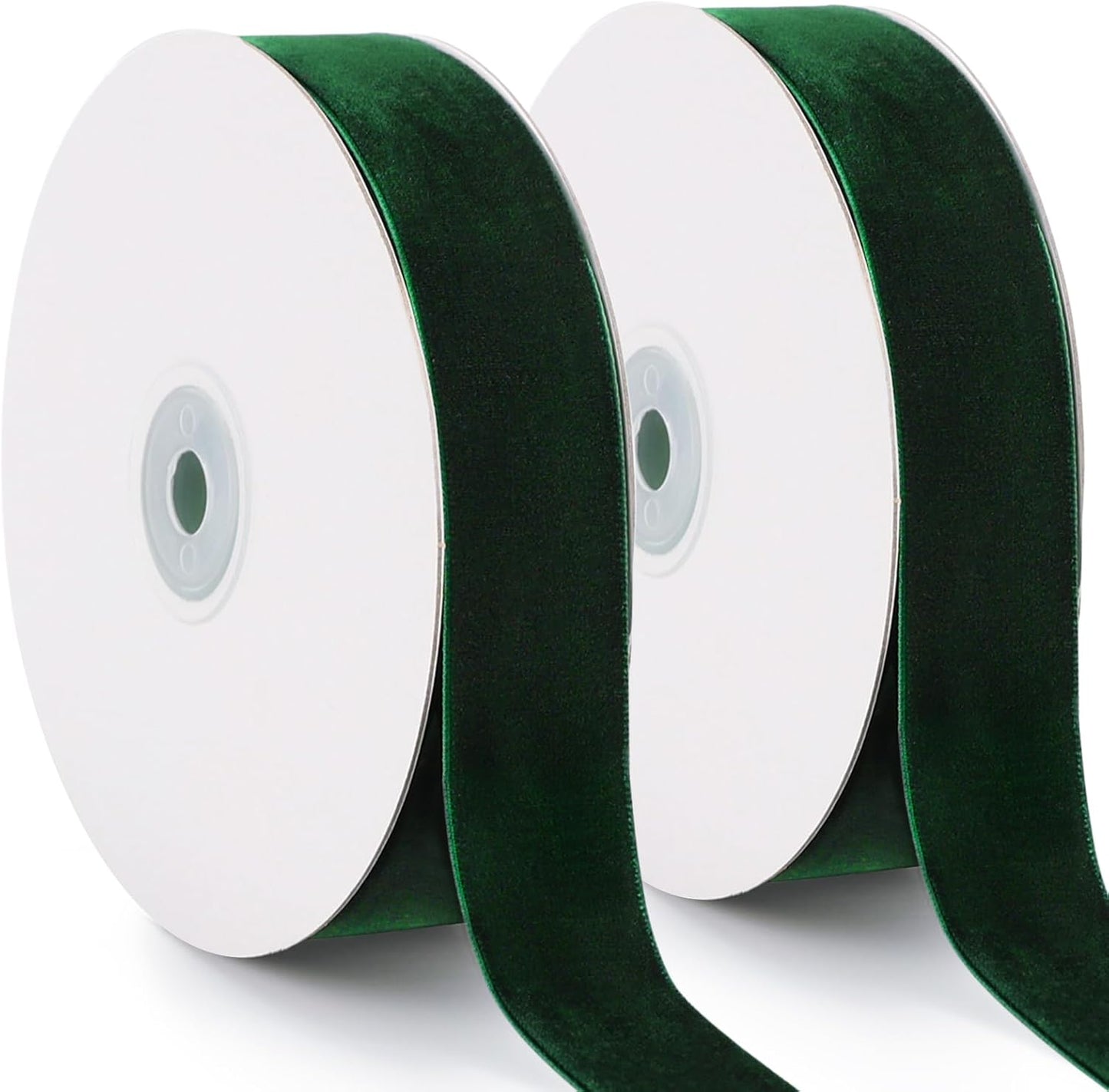 Dark Green Velvet Ribbon, 1 Inch x 20 Yards Single Faced Green Ribbon for Gift Wrapping, Bow Making, Christmas Tree Decorations, Wreath Making and DIY Crafts (10 Yards Each Roll) - Crafty Corner