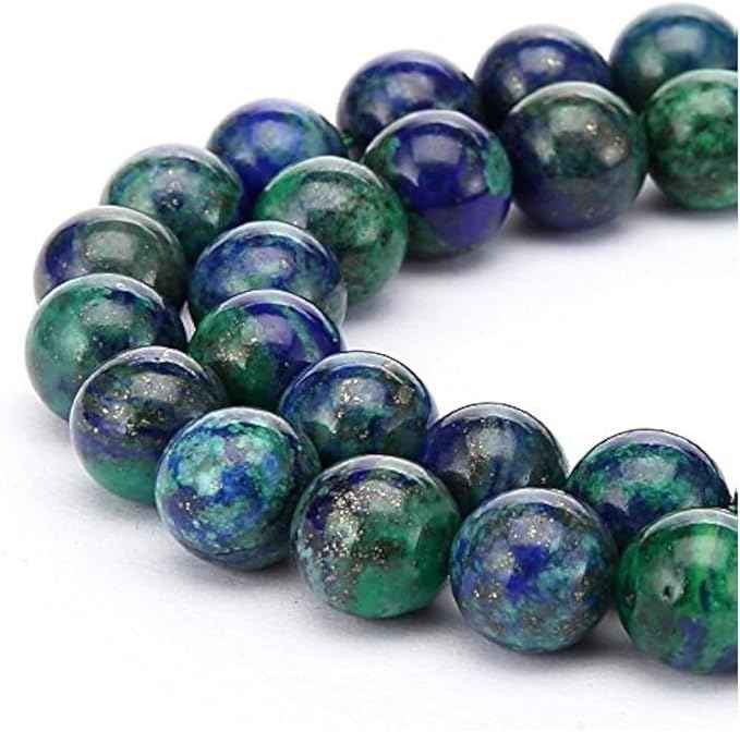 120pcs Adabele Natural Lapis Chrysocolla Healing Gemstone 6mm (0.24 inch) Round Loose Beads Gem Stone Spacer for Craft Jewelry Making GF1-6