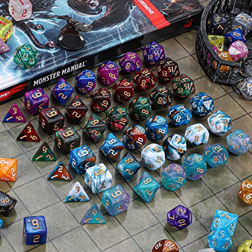 Polyhedral Role Playing Dice with Drawstring Storage Pouch (182 Count)