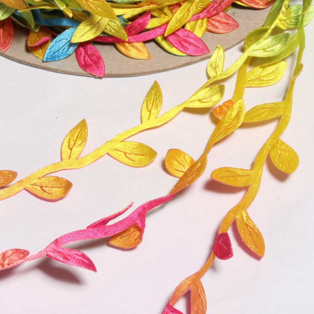 BASOKAN Colorful Rainbow Leaves Leaf Ribbon Trim Rope - 20 Yards - for Garland DIY Crafts and Party Wedding Home Decorations - Crafty Corner