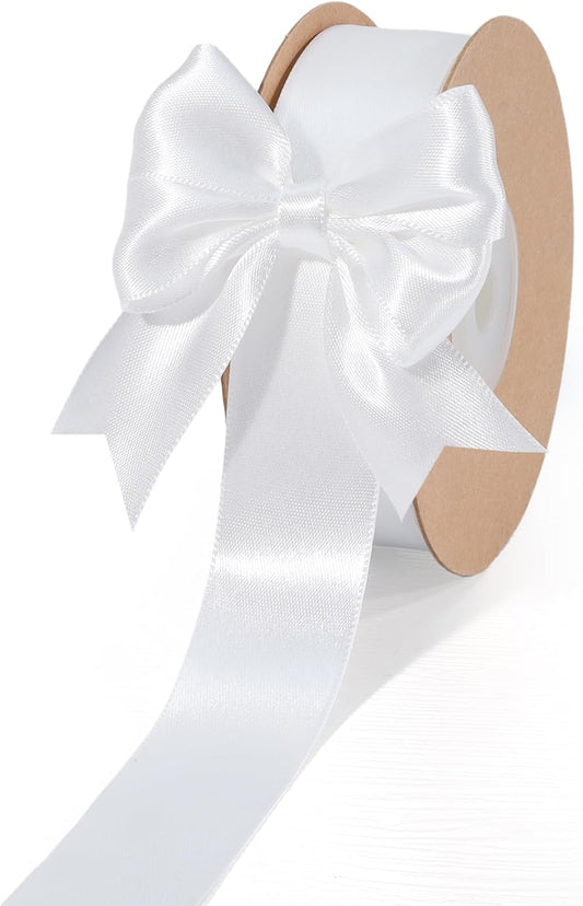 LaRibbons White Satin Ribbon 1 Inch 50 Yards Luxury Double Faced Silk Ribbon for Flower Bouquet Crafts Gift Wrapping Wedding Christmas Decoration - Crafty Corner