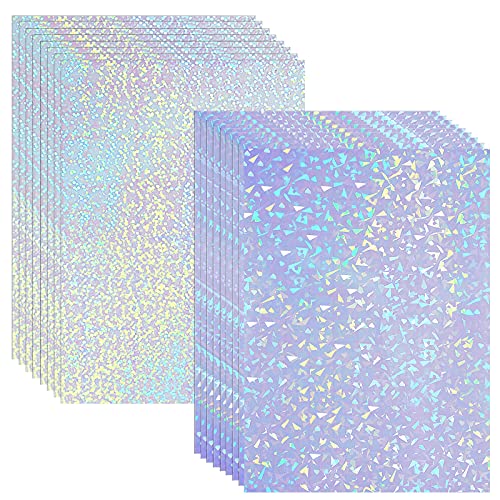 36 Sheets Holographic Sticker Paper A4 Vinyl Holographic Laminate Sheets Self Adhesive Waterproof Transparent Film