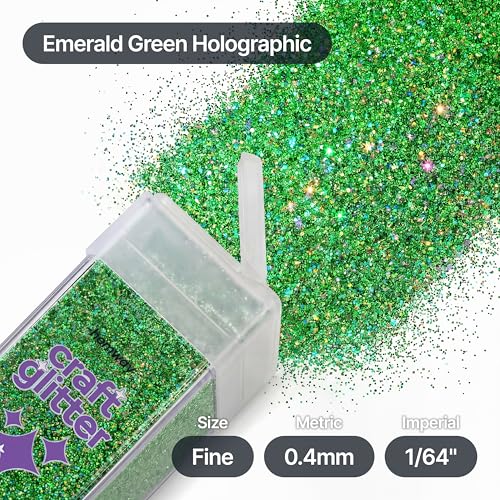 Craft Glitter Shaker Emerald Green Holographic 110g Fine (3.8 Ounce)