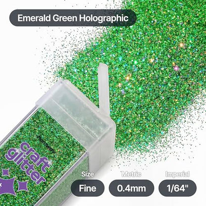 Craft Glitter Shaker Emerald Green Holographic 110g Fine (3.8 Ounce)