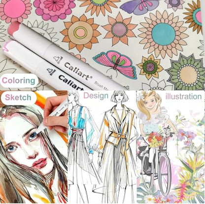 Alcohol Markers 61 Colors Pastel Chisel & Brush Tip Art Markers (61 Count)