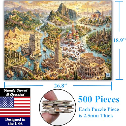 World's Wonders 500 Pieces Large Format Jigsaw Puzzle