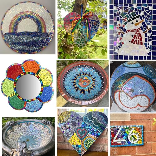 Iridescent Glass Mosaic Tiles for Crafts Bulk (7.05 Ounce)