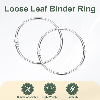 PATIKIL 2.2" x 2.4" Loose Leaf Binder Rings, 30 Pcs Metal Book Rings Nickel Keychain Ring for Paper Index Cards Flash Card Notebook Rings Office Home Book Binder, Silver Tone