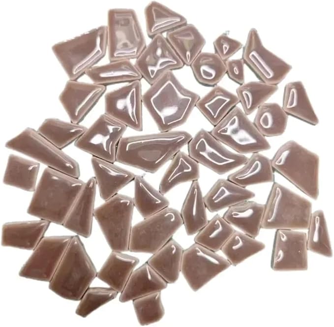 Mosaic Tiles 200g/7.05oz(Approx. 155-170pcs) Porcelain Mosaic Tiles 1-2.5cm 0.4mm Thickness Ceramic Mosaic Stones DIY Mosaic Craft Material(Coffee)