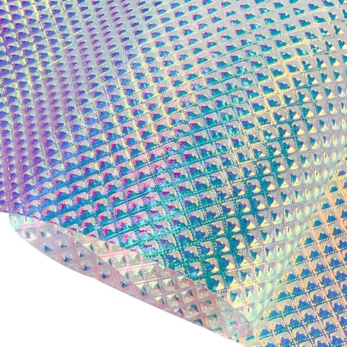 Iridescent Transparent Embossed Vinyl Holographic Blue Clear PVC Vinyl Craft Film 16"×54" for Sewing DIY Projects