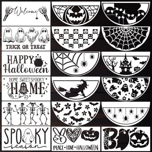 Halloween Stencils for Painting on Wood 12" Halloween Stencils for Crafts (18 Count)