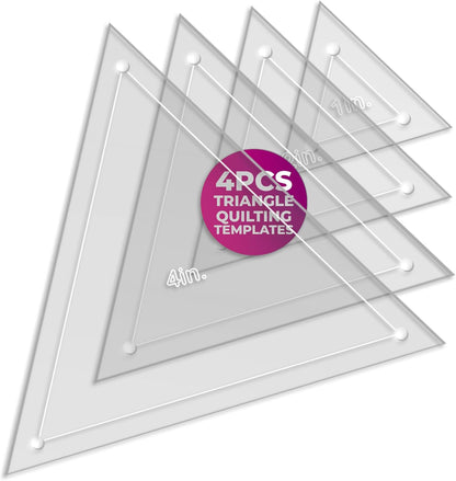 Quilting Acrylic Template Set | Precision Tools for Quilting Enthusiasts | Triangle Design | Includes Sizes 4", 3", 2", 1" | 1/8 Clear Acrylic | 1/4" Seam Allowance for Accuracy