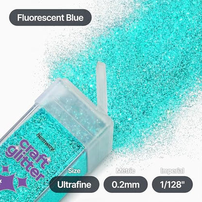 Craft Glitter Shaker Fluorescent Blue 130g Ultrafine (4.6 Ounce)