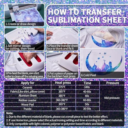 Glitter Mermaid Transfer Ink Sheets for Heat Press Machine