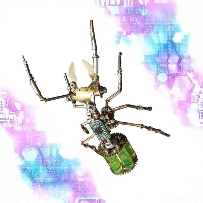 Steampunk Mechanical Ant Model Kit for Adults – 3D DIY Metal Insect Puzzle with Retro Brass Design, Collectible Robot Sculpture for Home & Office Decor, Gift for Hobbyists and Makers (Gatling Ant)