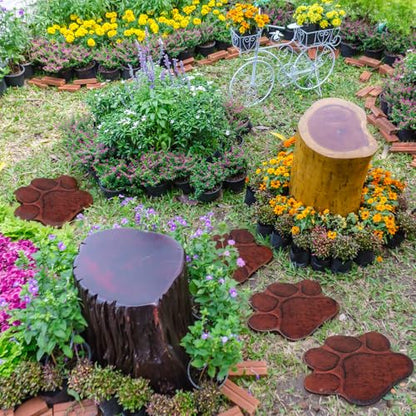 3 Pieces Dog Paw Garden Stepping Stones Garden Decor Cast Irons Dog Rocks Rustic Outdoor Stones Decorative Stone for Garden Walkway Outdoor Decoration (3 Count)