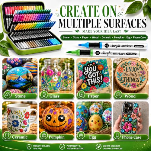 120 Colors Soft Brush Tip Acrylic Paint Markers (120 Count)