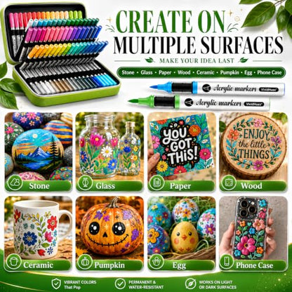 120 Colors Soft Brush Tip Acrylic Paint Markers (120 Count)
