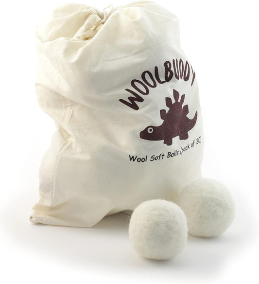 Woolbuddy Felt Balls – 20pcs Large 2.7” White Wool Pom Poms with Drawstring Bag – White Felt Balls for Crafts, DIY Garland, Christmas Ornaments, Needle Felting Projects