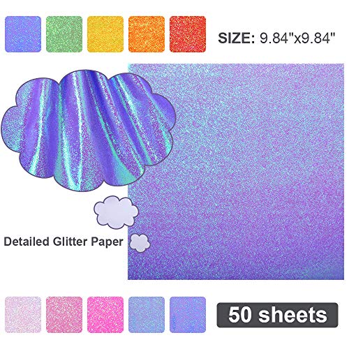50 Sheets Shiny Origami Paper 10 Color Square Iridescent Origami Paper (50 Count )