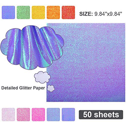 50 Sheets Shiny Origami Paper 10 Color Square Iridescent Origami Paper (50 Count )